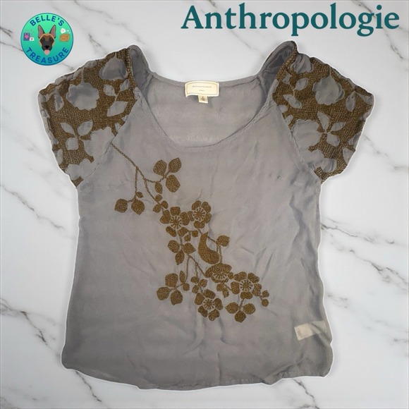 Moulinette Soeurs Tops - Anthropologie Top Womens 0 Moulinette Soeurs Dogwood Sheer Blouse Gray XS Goblin